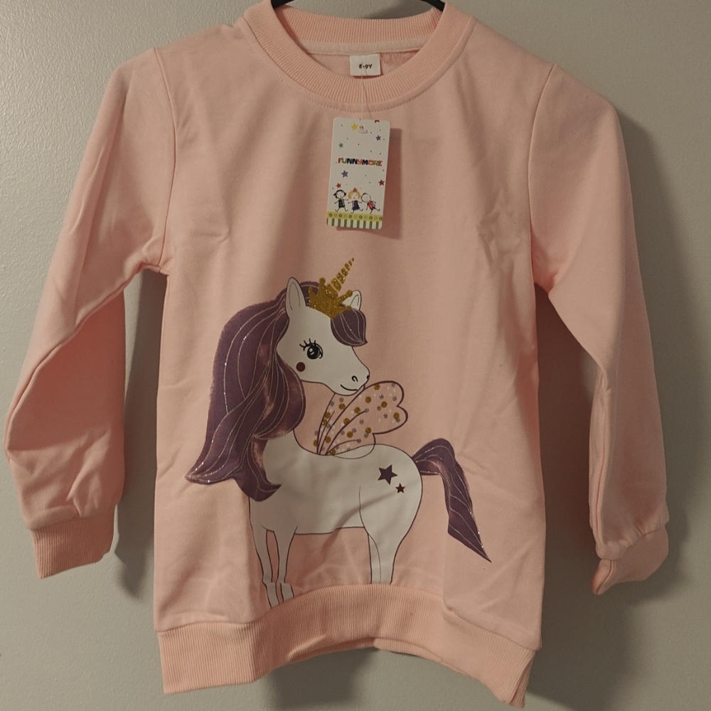 Unicorn Print Pink Kids Sweatshirt